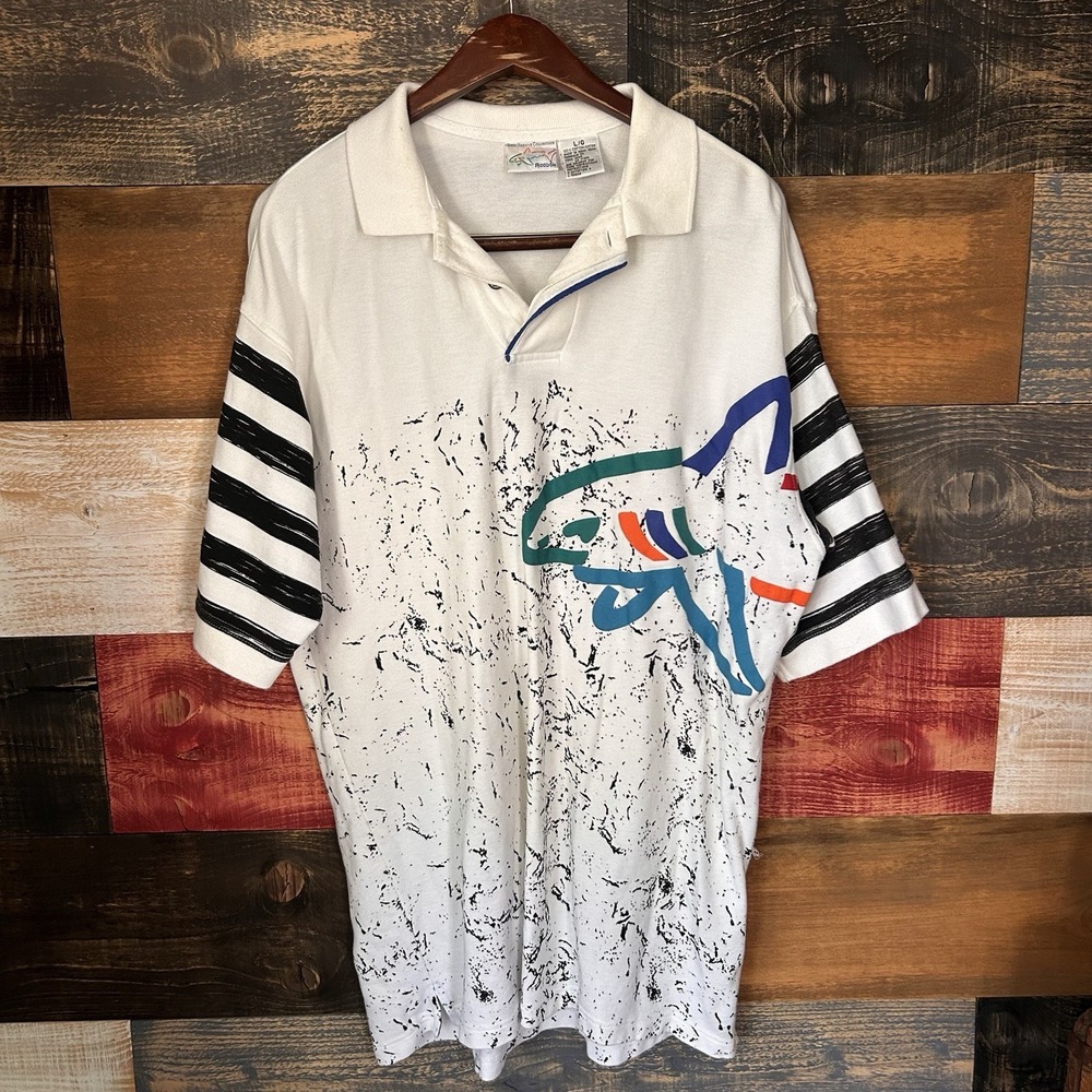 Vintage Reebok Greg Norman Collection Polo Shirt Mens Large Stripe Golf 90s Rare